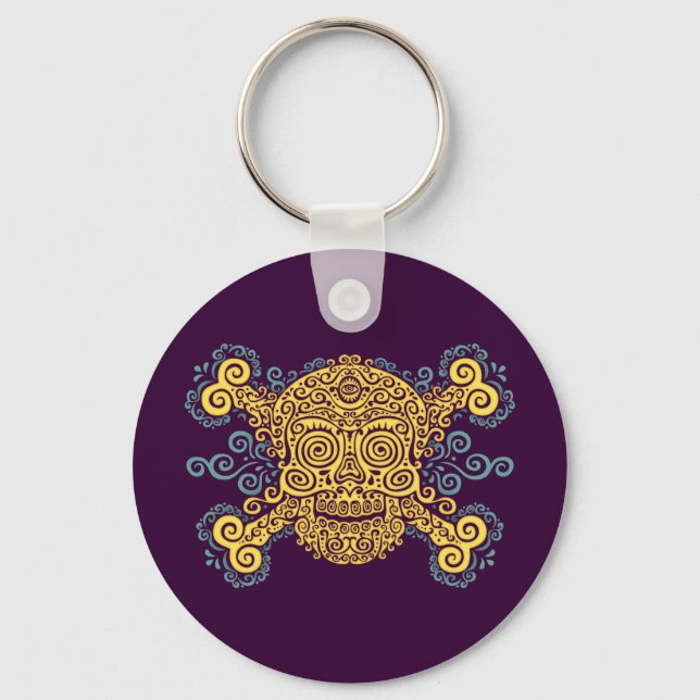 Antique Sugar Skull Key Ring (Front)