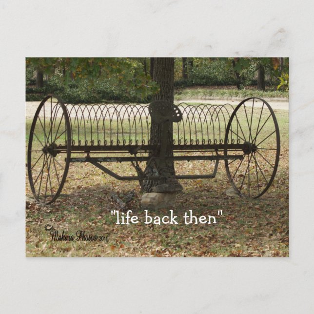 antique sulky hay rake postcard 2- customise (Front)