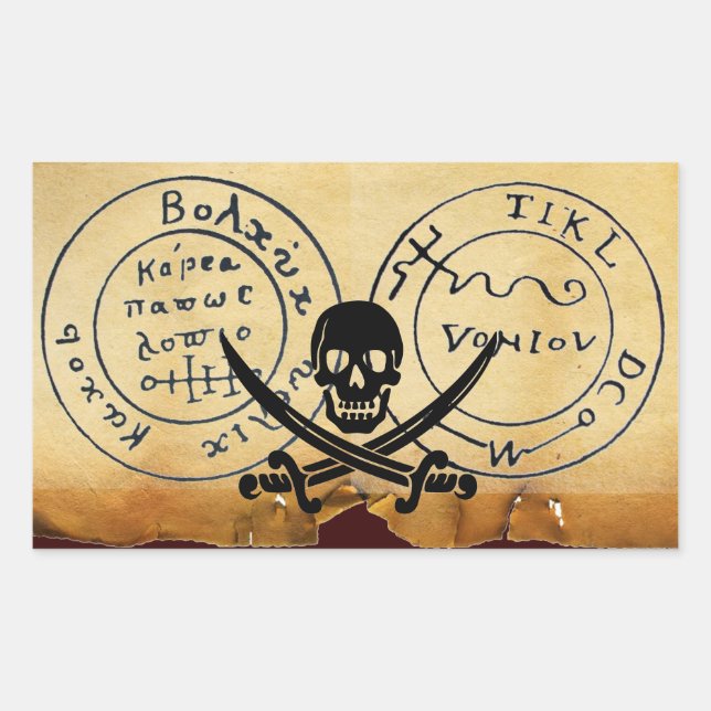 ANTIQUE TALISMAN / PIRATES TREASURE MAP RECTANGULAR STICKER (Front)