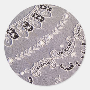 Antique Tambour Lace Classic Round Sticker