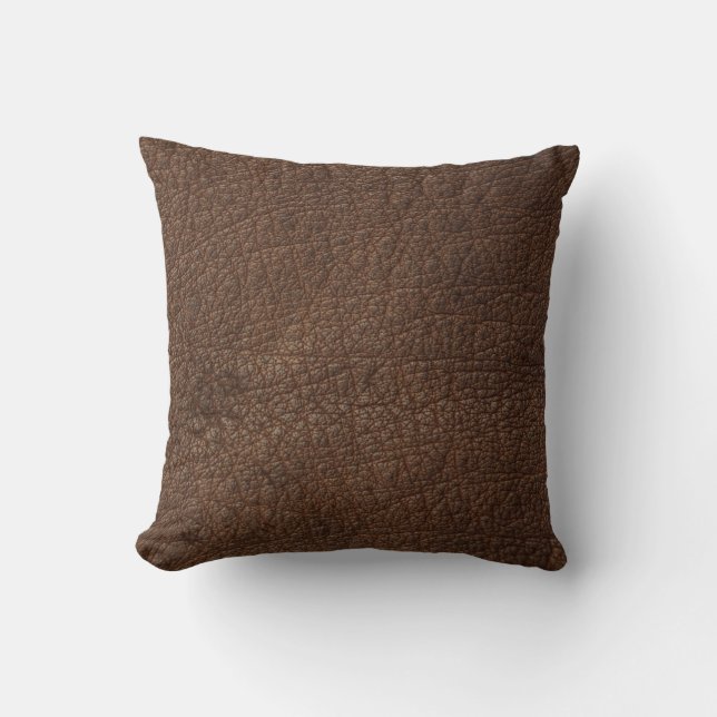 Antique Tan Brown Leather  Cushion (Front)