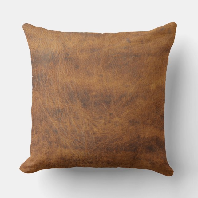 Antique Tan Leather Print Cushion Texture Pattern (Front)