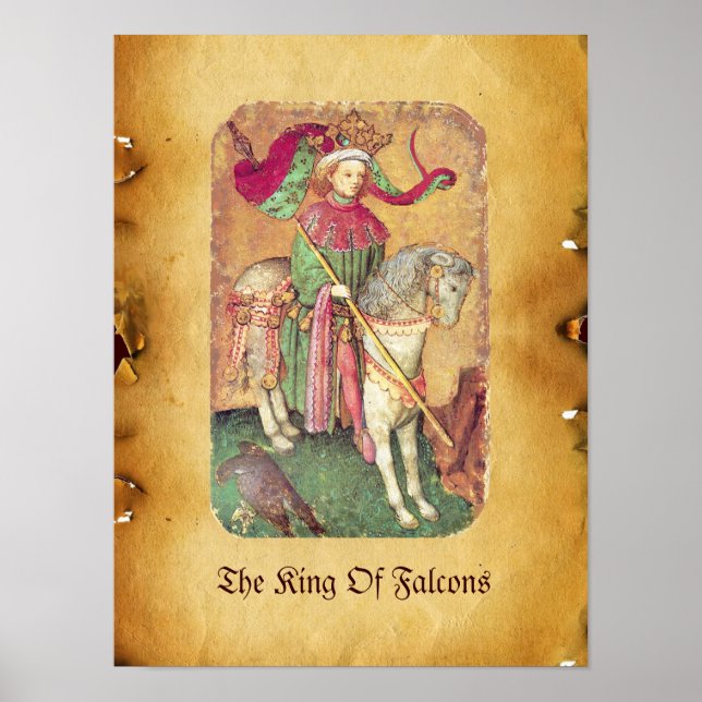 Antique Tarots /German Court Cards/King of Falcons Poster (Front)