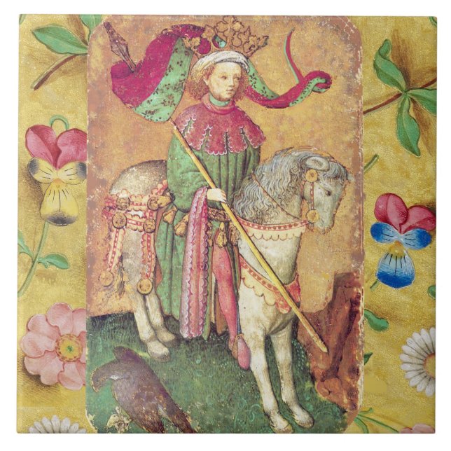 Antique Tarots /German Court Cards/King of Falcons Tile (Front)