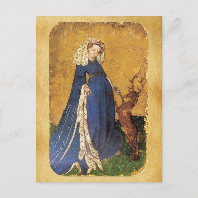 Antique Tarots /German Court Cards/Lady of Harts Postcard (Front)