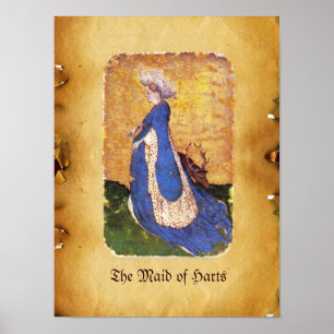 Antique Tarots /German Court Cards/Maid of Harts Poster
