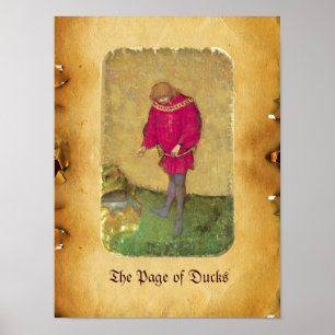 Antique Tarots /German Court Cards/Page of Ducks Poster