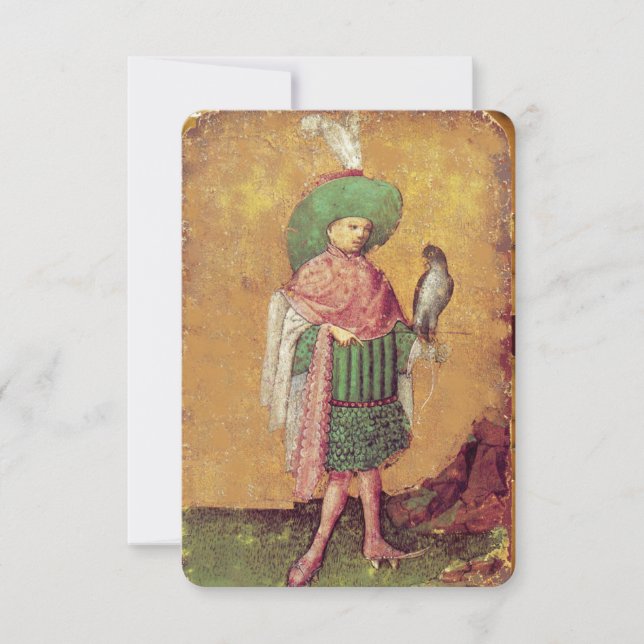 Antique Tarots German Court Cards/Squire of Falcon (Front)