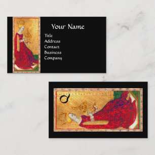ANTIQUE TAROTS QUEEN OF CUPS BLACK GOLD MONOGRAM BUSINESS CARD
