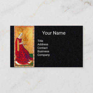 ANTIQUE TAROTS QUEEN OF CUPS Black Paper Business Card