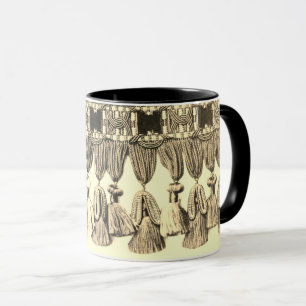 Antique tassel lace victorian gold black mug