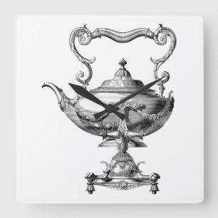 Antique Tea Kettle Square Wall Clock