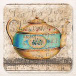 Antique Tea Pot Square Paper Coaster<br><div class="desc">Legendary tea from far away lands,  for two!  

Customise to your liking.</div>