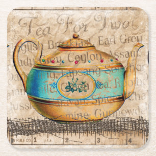 Antique Tea Pot Square Paper Coaster