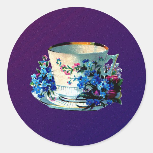 Antique Teacup Classic Round Sticker (Front)