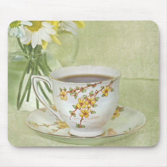 Antique Teacup With Daisy Mouse Mat (Front)