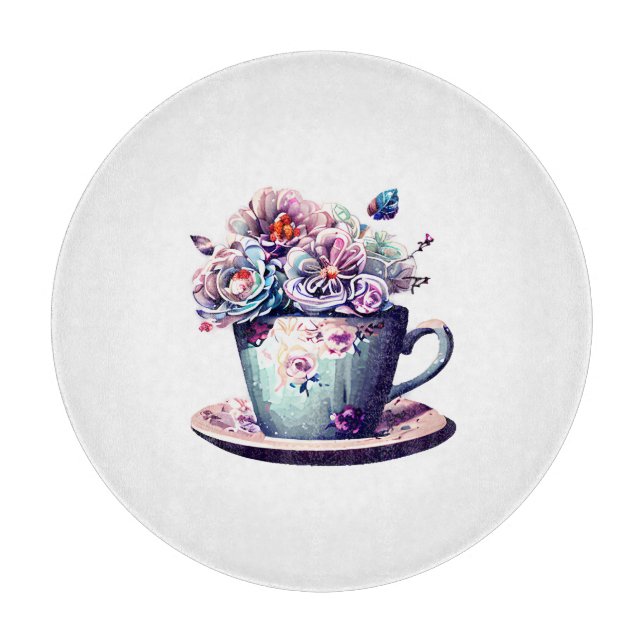 Antique Teacup with Vintage Flowers  Cutting Board (Front)