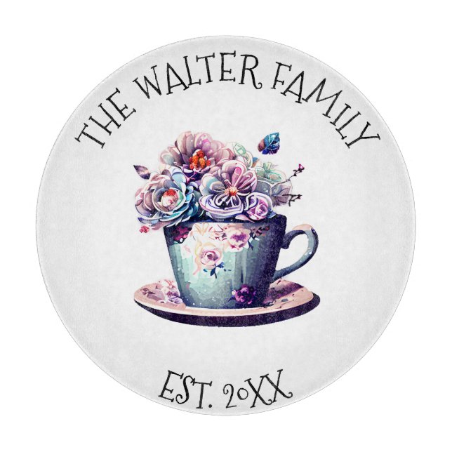 Antique Teacup with Vintage Flowers  Cutting Board (Front)