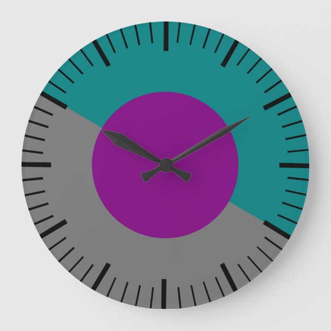 Antique Teal & Purple & Grey Clock Without Numbers (Front)