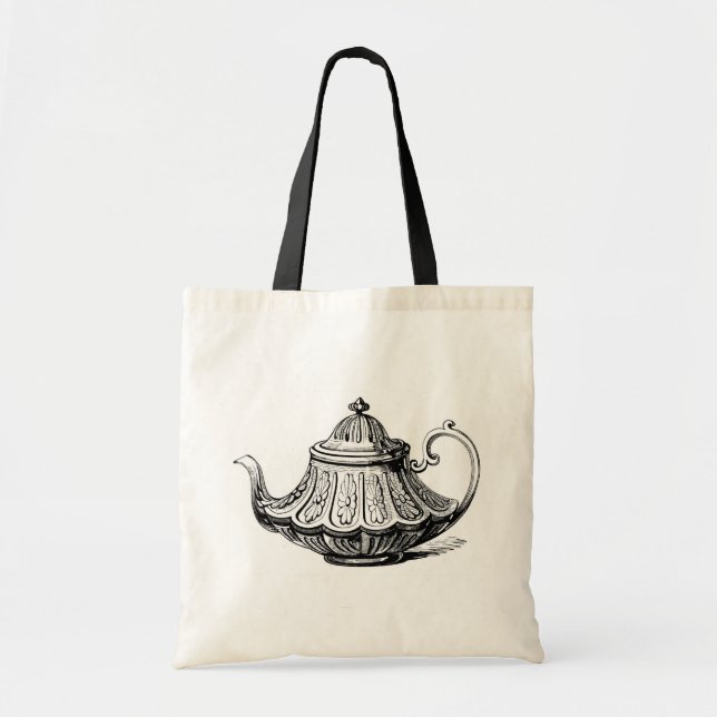 Antique Teapot Illustration Tote Bag (Front)