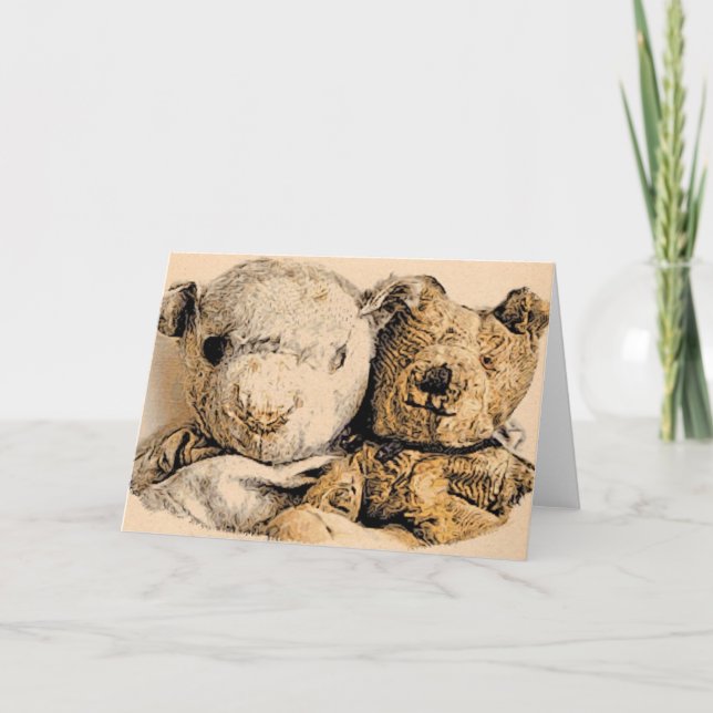 Antique Teddy Bears Greeting Card (Front)