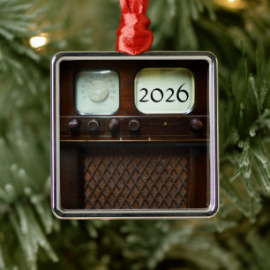 Antique Television and Radio Metal Tree Decoration