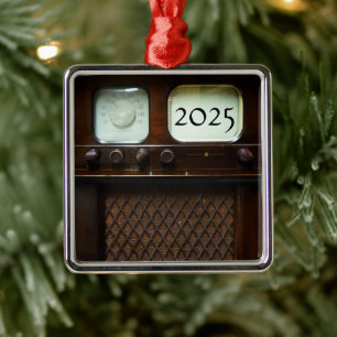 Antique Television and Radio Metal Tree Decoration