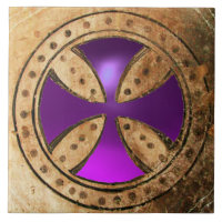 ANTIQUE TEMPLAR CROSS Purple Amethyst Gem