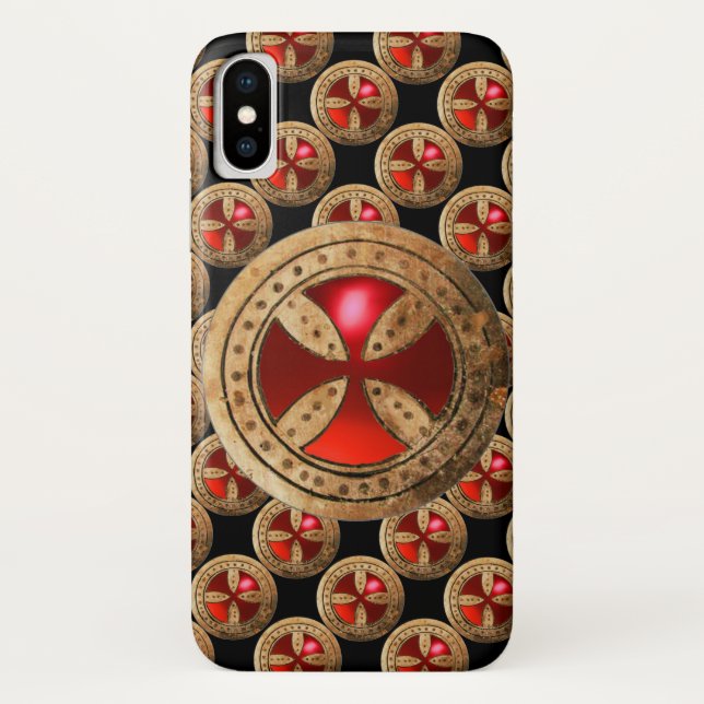 ANTIQUE TEMPLAR CROSS Red Ruby Gem Case-Mate iPhone Case (Back)