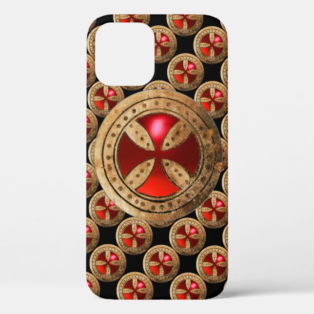 ANTIQUE TEMPLAR CROSS Red Ruby Gem Case-Mate iPhone Case (Back)
