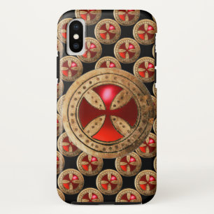 ANTIQUE TEMPLAR CROSS Red Ruby Gem iPhone XS Case