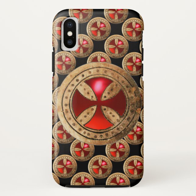 ANTIQUE TEMPLAR CROSS Red Ruby Gem Case-Mate iPhone Case (Back)