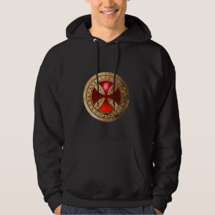 ANTIQUE TEMPLAR CROSS Red Ruby Gem Hoodie