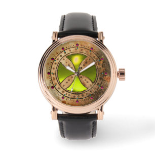ANTIQUE TEMPLAR CROSS Yellow Topaz Gem Watch