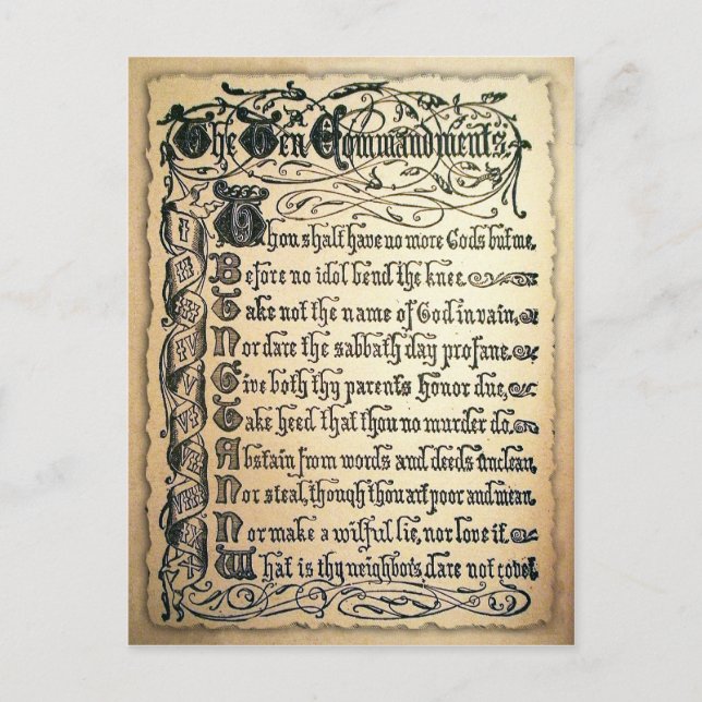 Antique Ten Commandments card (Front)