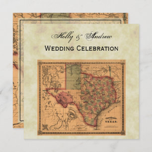 * Antique Texas Map #1, Distressed BG #3 Invitation
