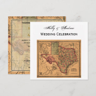 * Antique Texas Map #1 Invitation