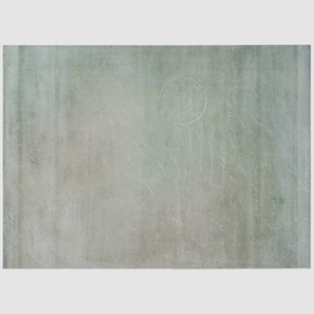 Antique Texture Green Blue Grey Ephemera Decoupage Tissue Paper (Front)