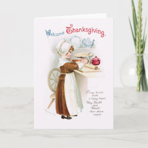 Antique Thanksgiving Pumpkin Pie Greeting Card