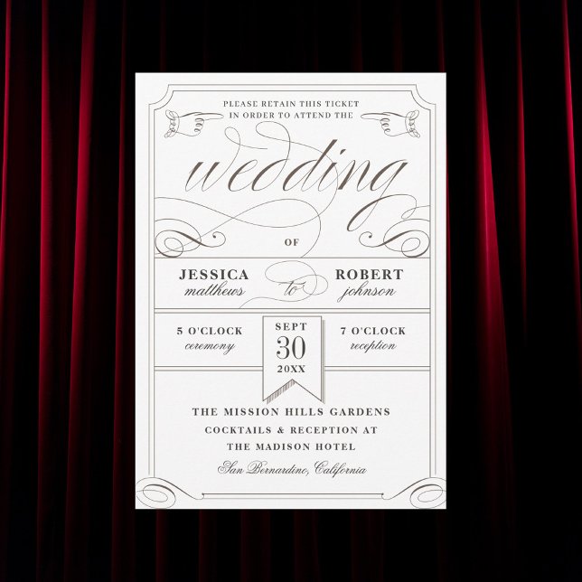 Antique Ticket Vintage Wedding Invitation (Creator Uploaded)