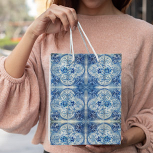 Antique Tile in Delft Blue Medium Gift Bag