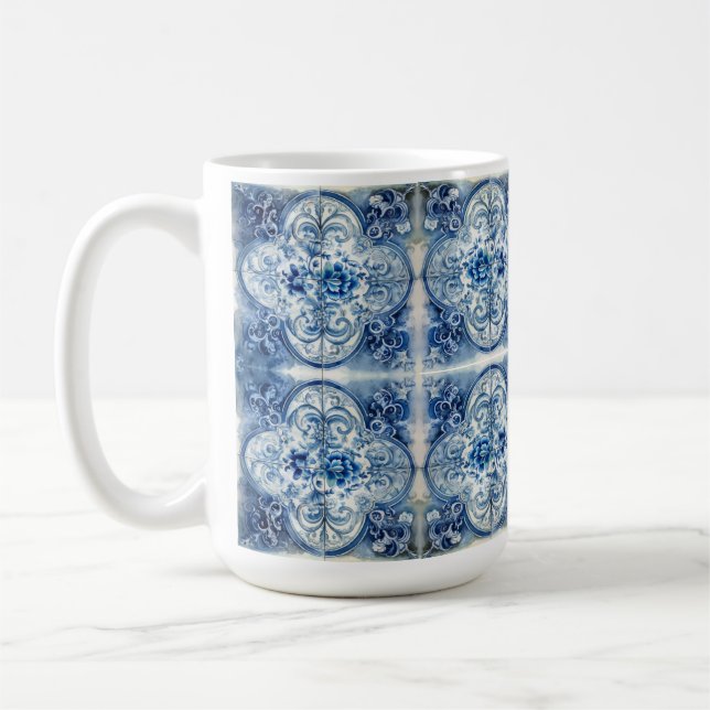 Antique Tile in Delft Blue Mug (Left)