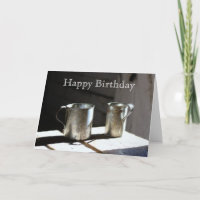 Antique Tin Cups Happy Birthday