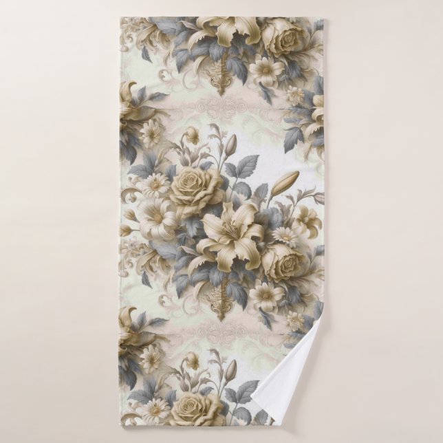 Antique Tinge Yellow Floral Perfection Bath Towel (Bath Towel)