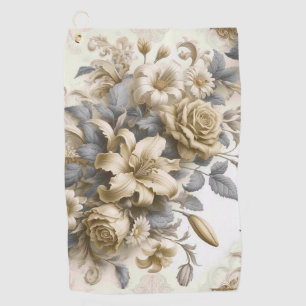 Antique Tinge Yellow Floral Perfection Golf Towel
