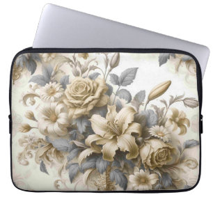 Antique Tinge Yellow Floral Perfection Laptop Sleeve