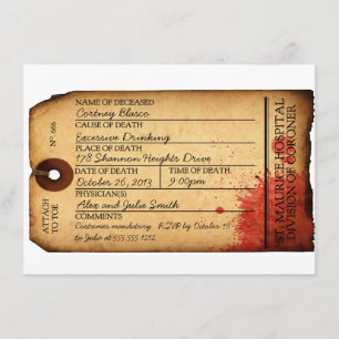 Antique Toe Tag Invitation - Morgue - Halloween