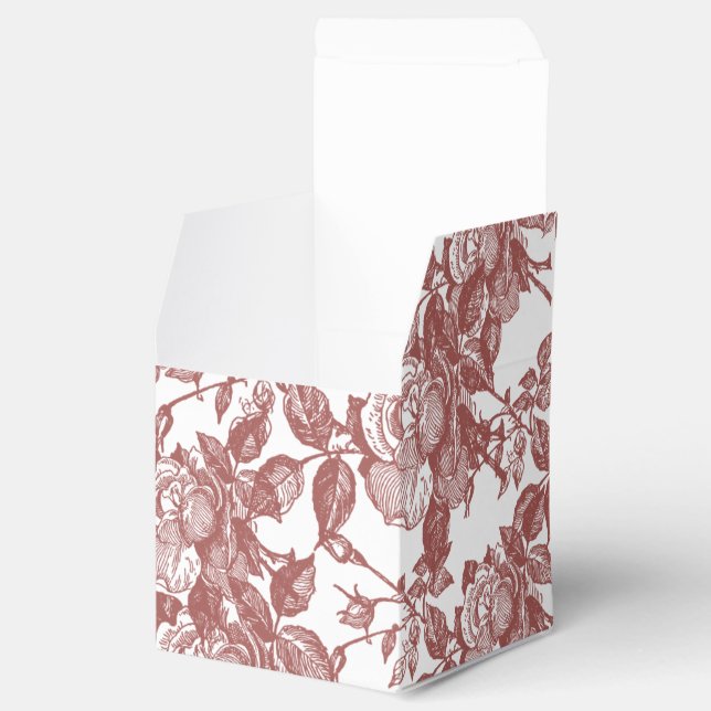 Antique Toile Red Rose Inspired Favour Box (Opened)