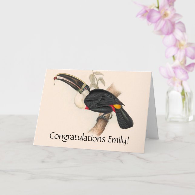 Antique Toucan Bird Wildlife Painting Card (Orchid)