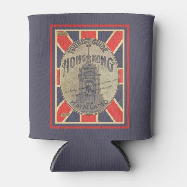 Antique Tourist Guide to Hong Kong with Union Jack Can Cooler (Front)